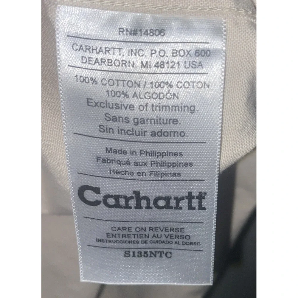 Vintage Carhartt S135 Pearl Snap Shirt Natural Chambray Western 2008 Mens Size L